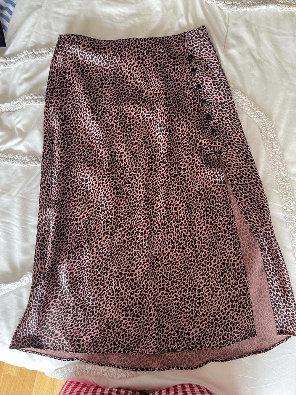 Victoria's Secret Pink Leopard Print Satin Midi Skirt